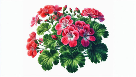 Geranium flowers isolated on white background. Watercolor hand drawn illustration.