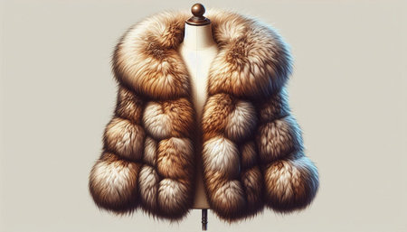 Fur coat on a mannequin. 3d illustration.