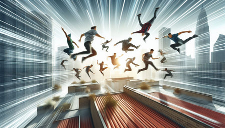 Business people jumping in the air as a symbol of active life.
