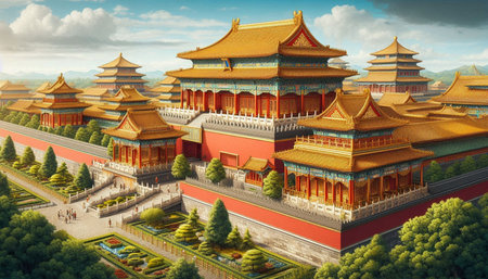 The Forbidden City is a palace complex located in Beijing, China.の写真素材