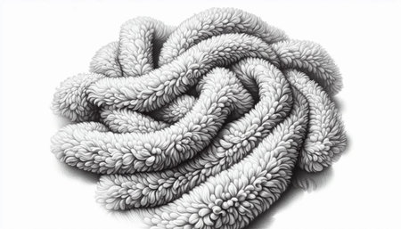 White knitted woolen scarf isolated on white background. Close up.の写真素材