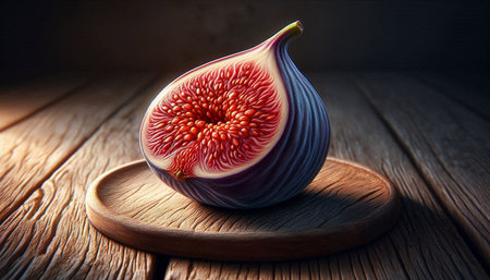 Fresh figs on a wooden board. Food background. 3d rendering