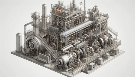 3d illustration of a metallurgical plant on a white backgroundの写真素材