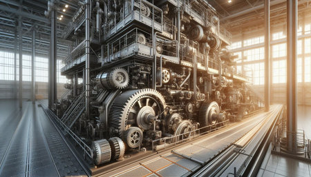 Large industrial power plant. Industrial equipment. 3d render illustration.
