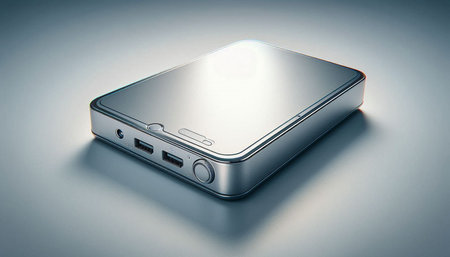 External hard drive on a white background. 3d render illustration.