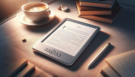 Tablet pc and coffee cup on the table. 3d rendering