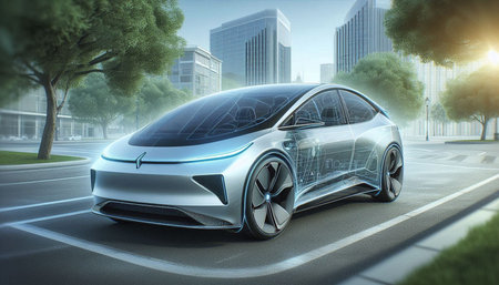 3D rendering of a brand-less generic concept car in the city