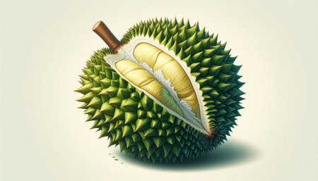 King of fruits, durian isolated on white background. Vector illustration.