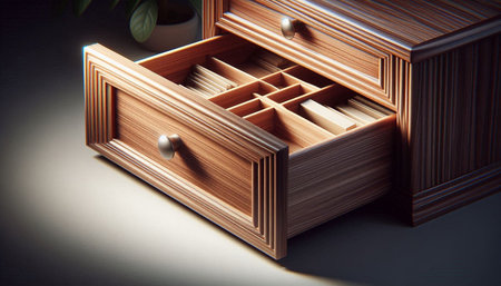 wooden drawer with drawers in the interior of the room.の写真素材