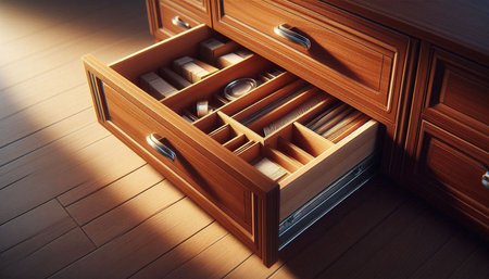 Wooden drawer in the interior of the room. Close-upの写真素材