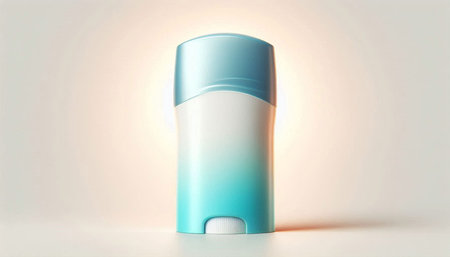 Blue plastic bottle of deodorant on a white background. 3d rendering