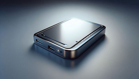3d rendering of a silver mobile phone on a white background.