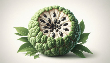 Custard apple isolated on white background. 3D illustration.