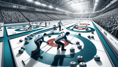 3d rendering of a group of hockey players in action at a hockey stadium
