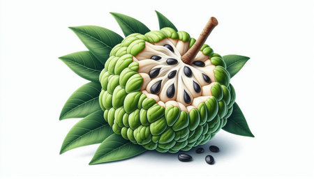 Custard apple isolated on white background. Realistic vector illustration.