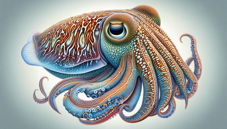 Octopus isolated on white background. 3D illustration of a marine animal.