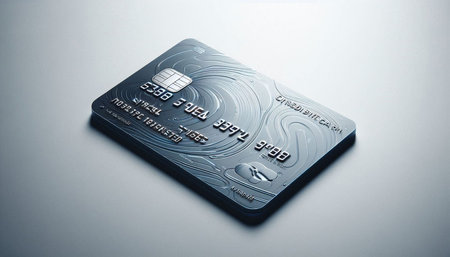 Close up of a credit card on a white background with copy space