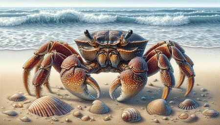 Crab on the beach. 3D illustration. Computer generated image.の写真素材