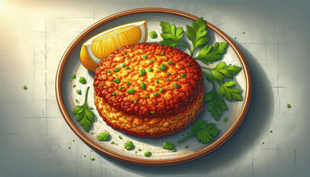 Lemon tartare with parsley on a plate. 3d rendering