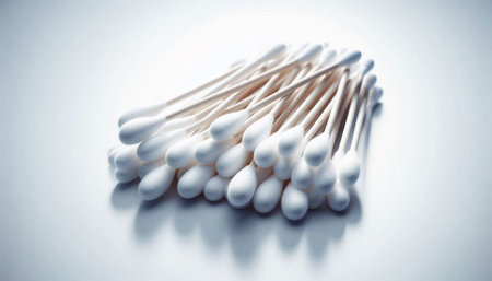 Cotton swabs on a white background. Close-up.