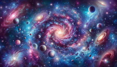 Planets and galaxy, science fiction wallpaper. Beauty in the universe.
