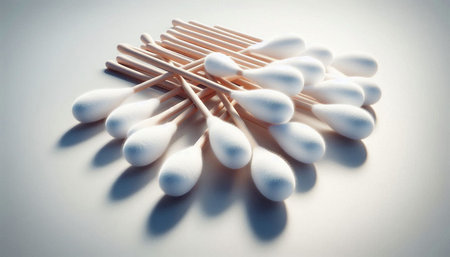 Cotton swabs on a white background. Close-up.