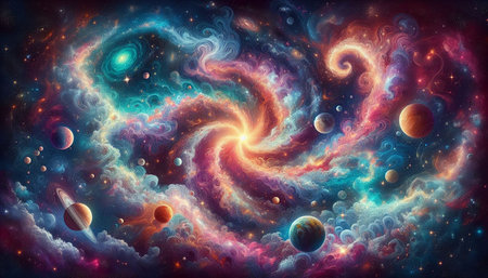 Planets and galaxy, science fiction wallpaper. Beauty of deep space.