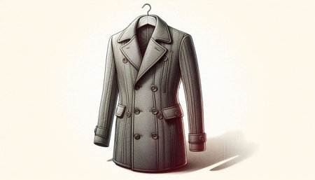 Women's coat on a hanger on a white background. 3d illustration