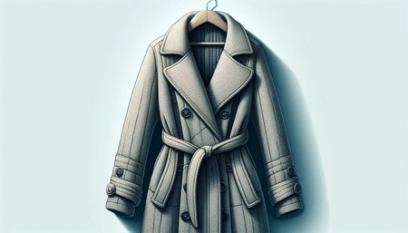 Men's coat on a hanger on a light background. 3d rendering