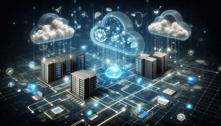 Cloud computing concept. 3D rendered Illustration. Cloud computing concept.