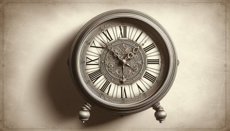 Vintage clock on grunge background. Time is passing concept.