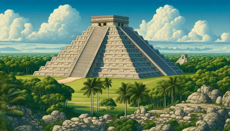 Ancient Mayan pyramid on the mexican island of Chichen Itza