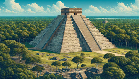 Ancient Mayan pyramid of Kukulkan in Chichen Itza, Mexicoの写真素材