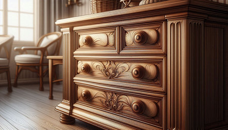 3d render of a vintage chest of drawers in the interiorの写真素材