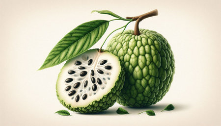 Custard apple (Sugar Apple) on white background.