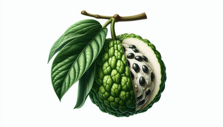 Custard apple isolated on white background. 3d illustration.