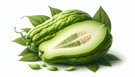 Bergamot with leaves isolated on white background. Vector illustration.