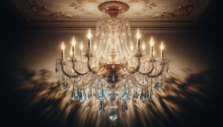 Chandelier in classic interior. 3d rendering toned image