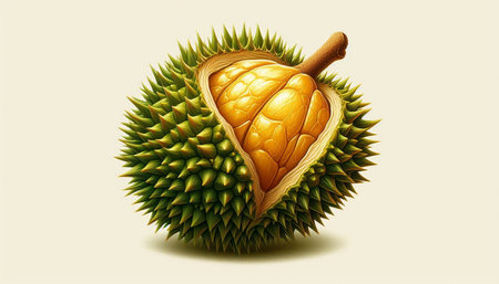 Durian fruit in the shape of a heart on a white background