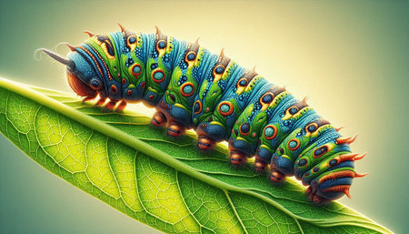 Caterpillar of the butterfly (Cethosia cyane)