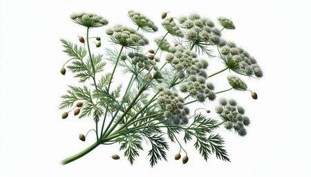 3D rendering of a bunch of dill isolated on white background