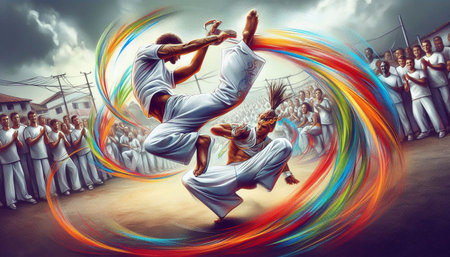 Cricket players in action at the stadium. Sport concept.