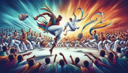 Dancing people at a Hindu festival in India, 3D rendering
