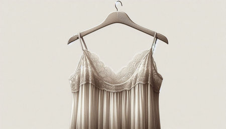 Wedding dress hanging on a clothes hanger, closeup