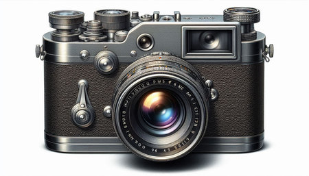 Retro camera isolated on white background. 3D illustration. Vintage style.