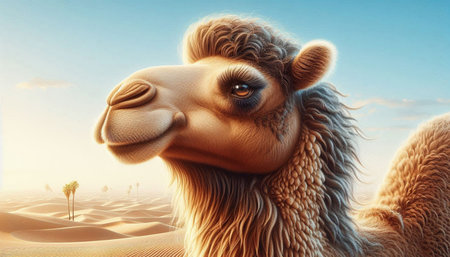 Camel in the desert. 3d illustration. 3d rendering