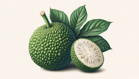 Vintage style illustration of fresh bergamot fruit with leaves