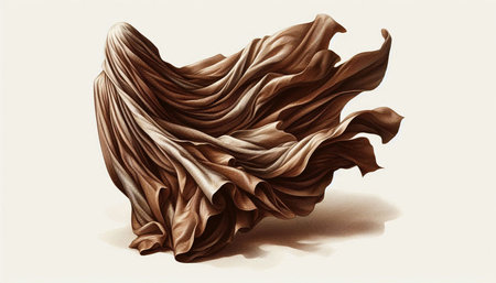Texture of crumpled brown silk or satin. 3d rendering image.の写真素材