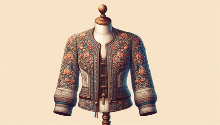 Vintage style of a mannequin wearing traditional indian costumeの写真素材