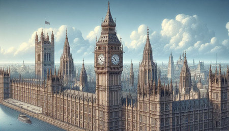 Big Ben and Houses of Parliament in London, UK. 3D rendering